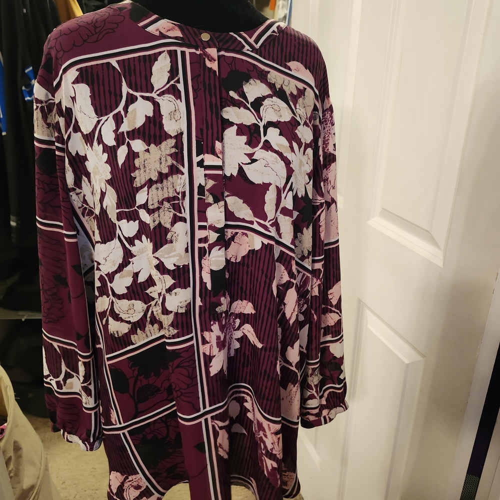 MK Boutique Floral Blouse in Burgundy and Pink